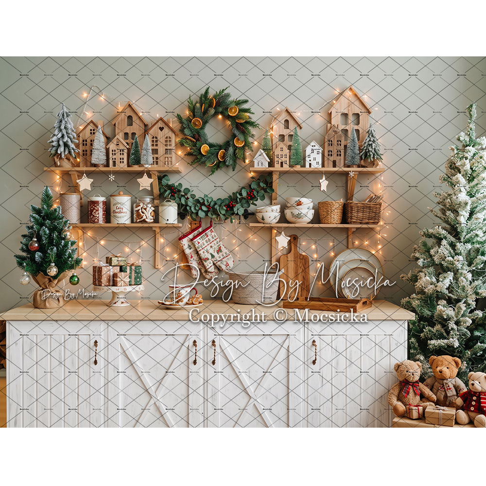 Baking Kitchen For Kids - Mocsicka Świąteczne Tło Fotograficzne z Piernikową